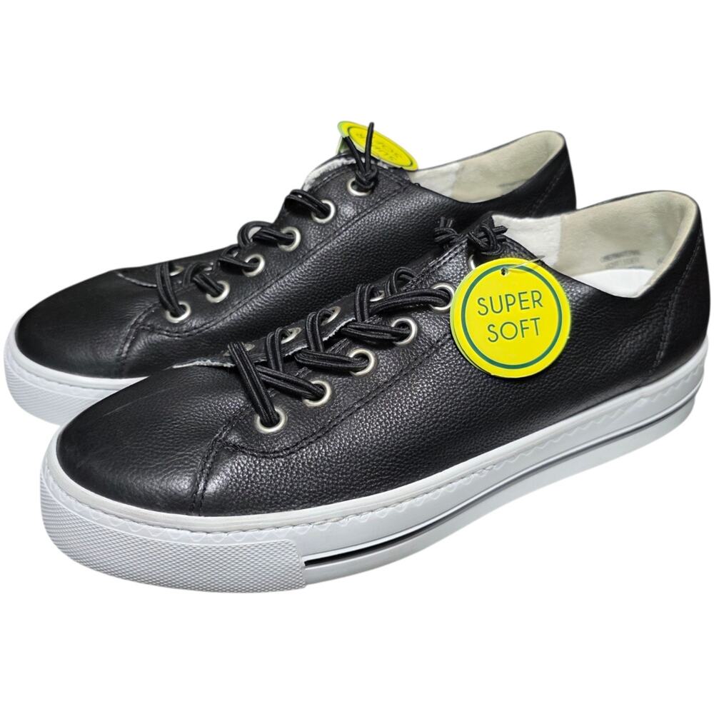 Paul Green Hadley Black Leather Platform Sneakers Women’s 6.5 Super Soft NWT